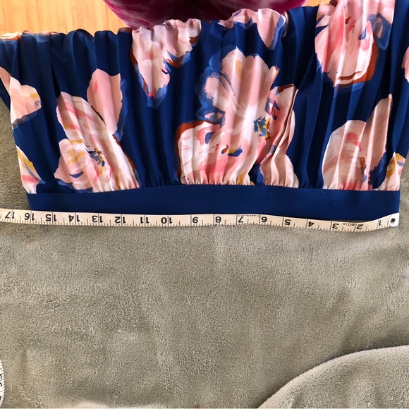 Pleated Maxi Skirt~Elastic Band Waist~Navy & Peach~Never Worn! - Picture 4 of 6